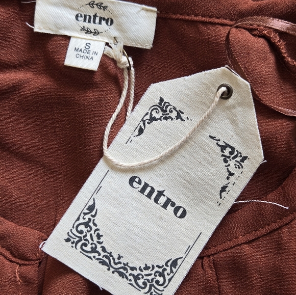 Entro Rust Lace-Up Long Sleeve Dress - Picture 7 of 8